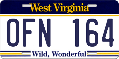 WV license plate OFN164