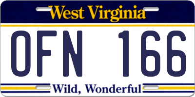 WV license plate OFN166