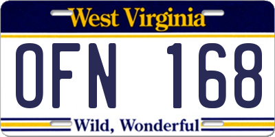 WV license plate OFN168