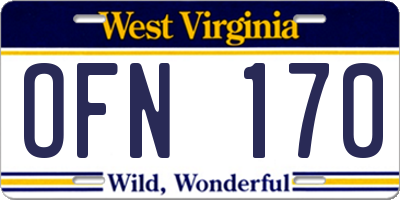 WV license plate OFN170
