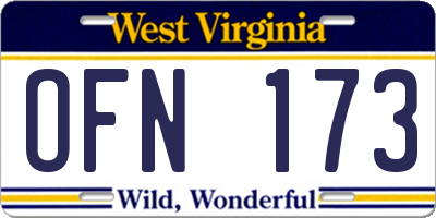 WV license plate OFN173