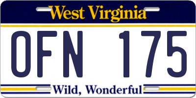 WV license plate OFN175