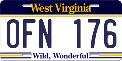 WV license plate OFN176