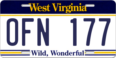 WV license plate OFN177