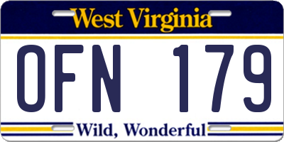 WV license plate OFN179