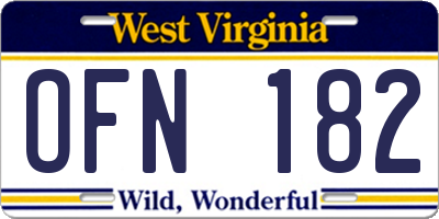 WV license plate OFN182