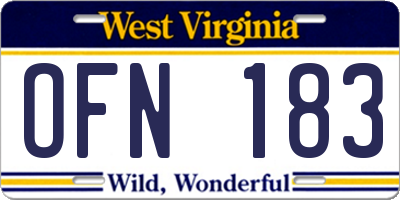 WV license plate OFN183