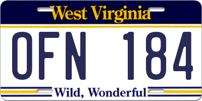 WV license plate OFN184