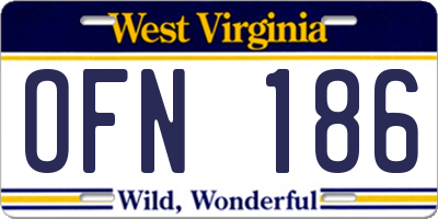 WV license plate OFN186
