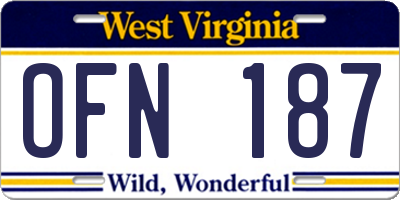 WV license plate OFN187
