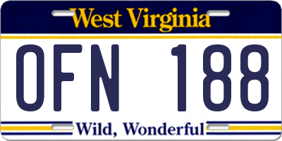 WV license plate OFN188