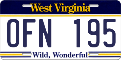 WV license plate OFN195
