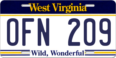 WV license plate OFN209
