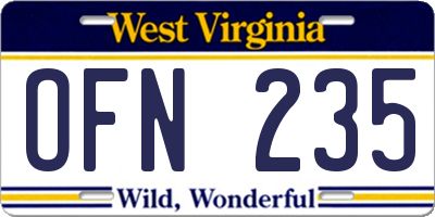 WV license plate OFN235
