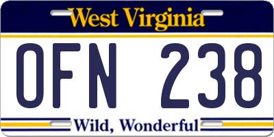 WV license plate OFN238