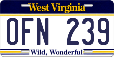 WV license plate OFN239