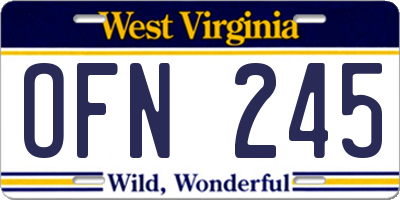 WV license plate OFN245