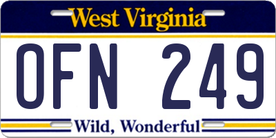 WV license plate OFN249