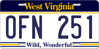 WV license plate OFN251
