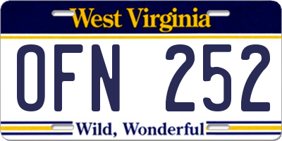 WV license plate OFN252