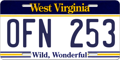 WV license plate OFN253