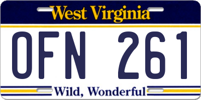 WV license plate OFN261