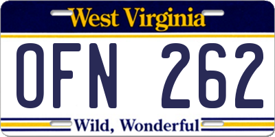 WV license plate OFN262