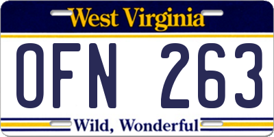 WV license plate OFN263