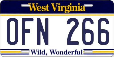 WV license plate OFN266