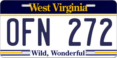 WV license plate OFN272