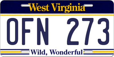 WV license plate OFN273