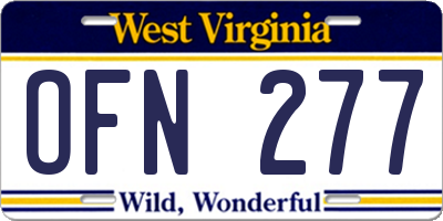 WV license plate OFN277
