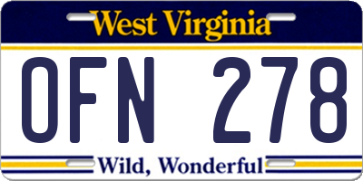WV license plate OFN278