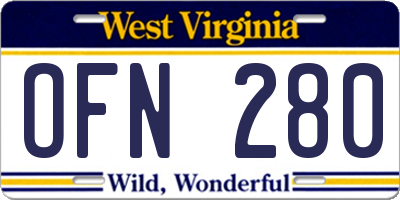 WV license plate OFN280