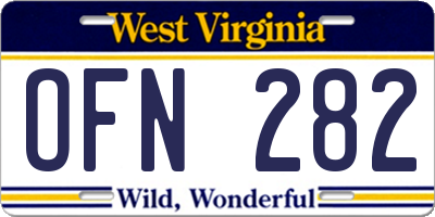 WV license plate OFN282