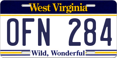 WV license plate OFN284