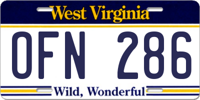 WV license plate OFN286