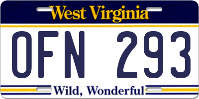 WV license plate OFN293