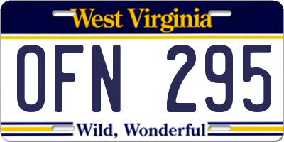 WV license plate OFN295