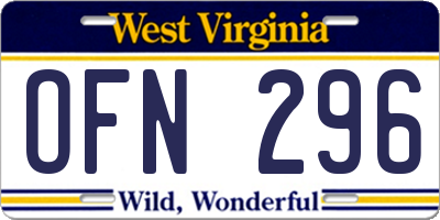 WV license plate OFN296