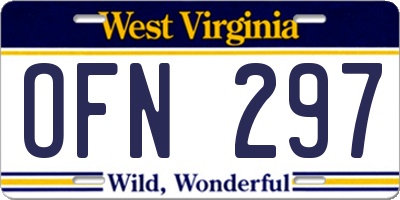 WV license plate OFN297