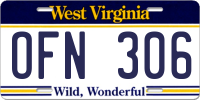 WV license plate OFN306