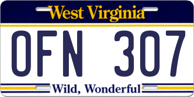 WV license plate OFN307