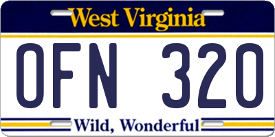 WV license plate OFN320