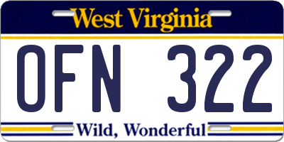 WV license plate OFN322