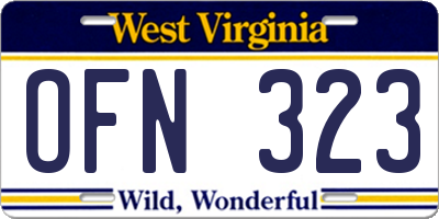 WV license plate OFN323