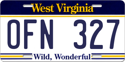WV license plate OFN327