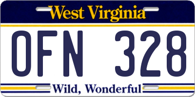 WV license plate OFN328