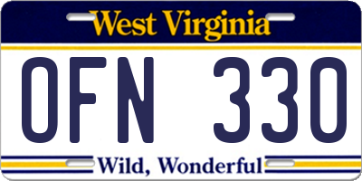 WV license plate OFN330