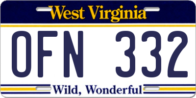 WV license plate OFN332